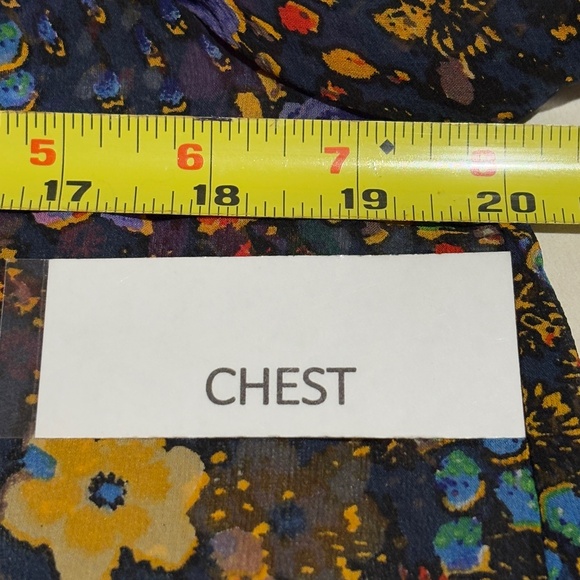 Anthropologie Fei Women Short Sleeve Sheer Silk Blouse Sz 4 Boho Floral Flutter - Picture 8 of 9